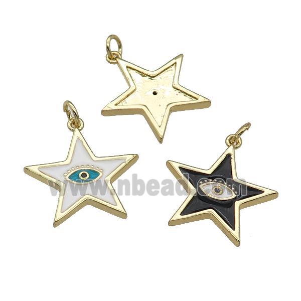 copper star Eye pendant with enamel, gold plated, mixed