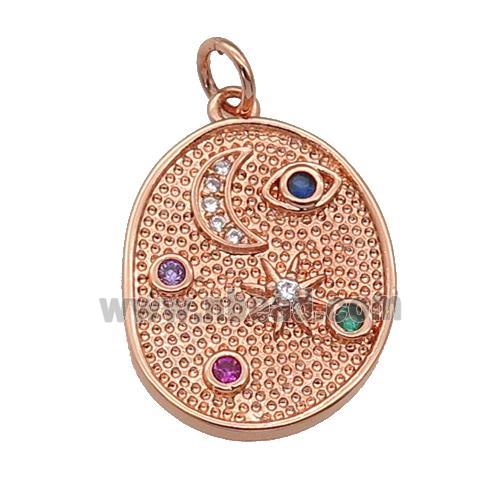 copper Moon Star pendant paved zircon, rose gold