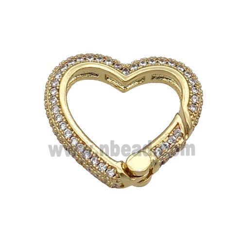 copper Heart Carabiner Clasp paved zircon, gold plated