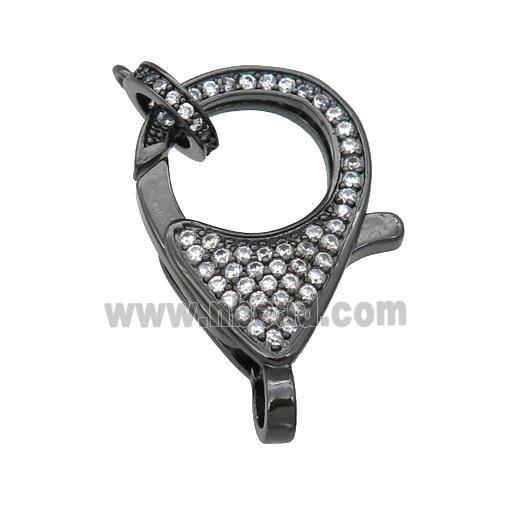 copper Lobster Clasp paved zircon, black plated