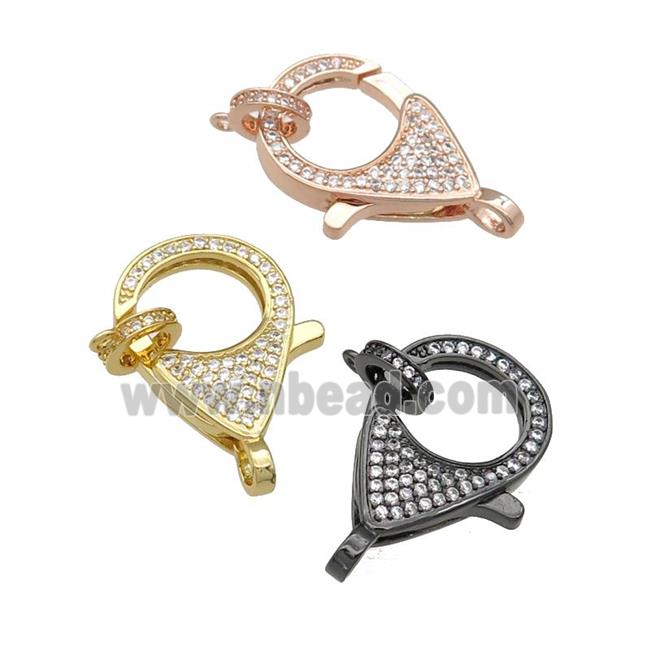 copper Lobster Clasp paved zircon, mixed
