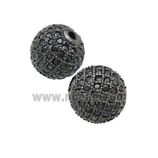 round copper Beads paved black zircon, black plated