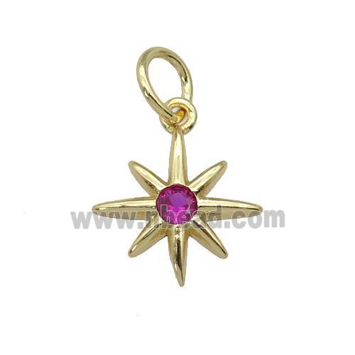 copper Northstar pendant paved zircon, gold plated
