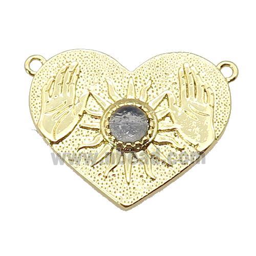 copper Heart pendant, sun hand, gold plated