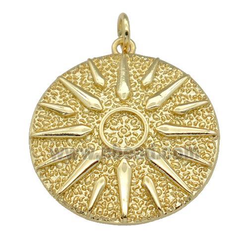 copper Sun disk pendant, gold plated