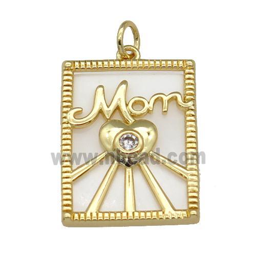 copper Frame pendant with MOM, shell, gold plated