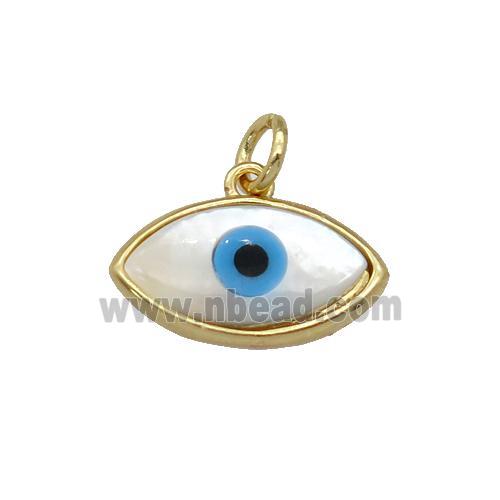 copper pendant with Pearlized Shell Evil Eye, gold plated