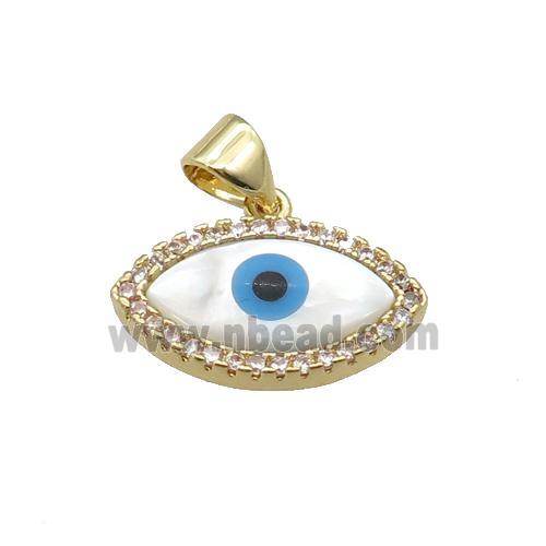 copper pendant paved zircon with Pearlized Shell Evil Eye, gold plated
