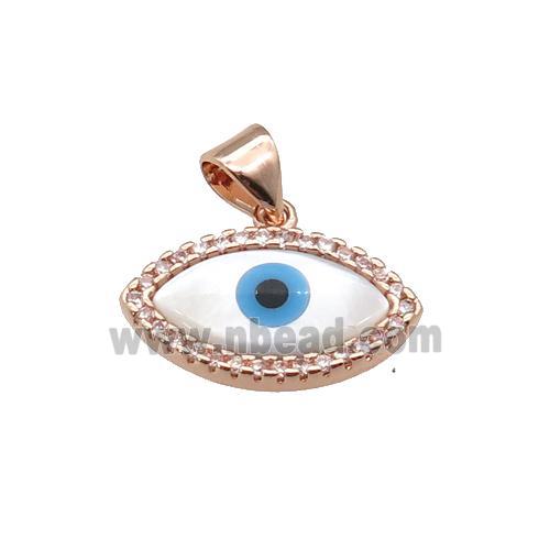 copper pendant paved zircon with Pearlized Shell Evil Eye, rose gold