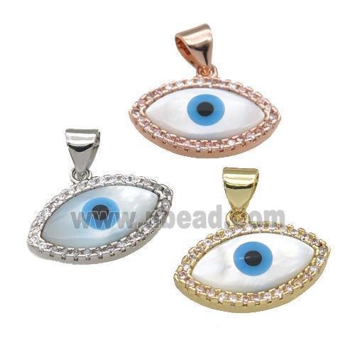 copper pendant paved zircon with Pearlized Shell Evil Eye, mixed
