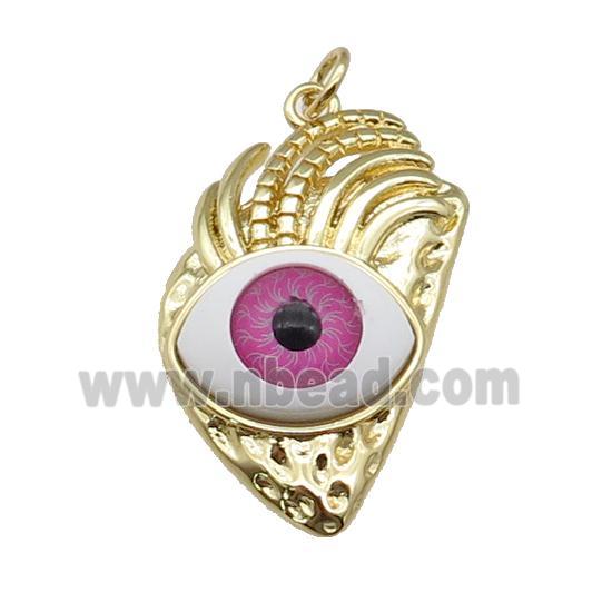 copper hotpink Eye pendant, gold plated