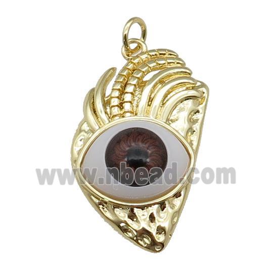 copper red Eye pendant, gold plated