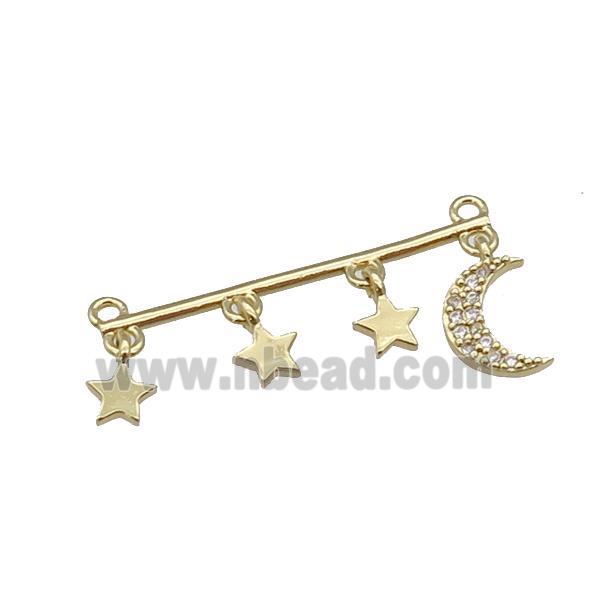 copper Moon star pendant paved zircon, gold plated