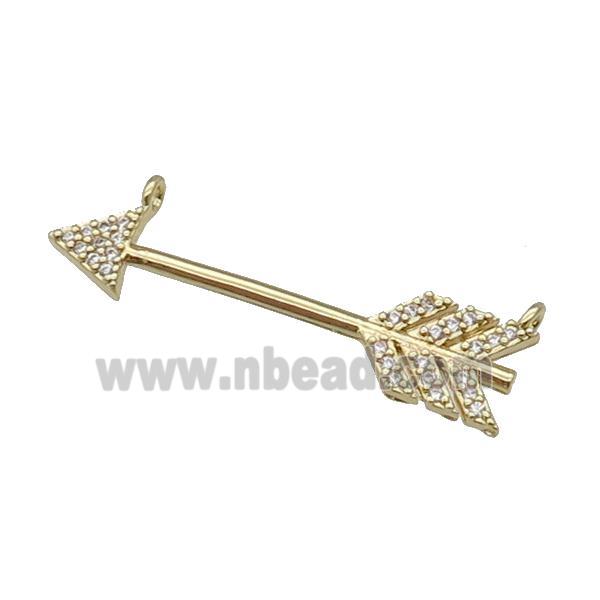 copper Arrow pendant paved zircon, gold plated