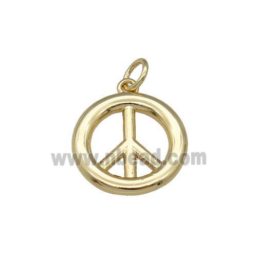 copper Peace Sign pendant, gold plated