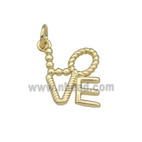 copper LOVE pendant, gold plated