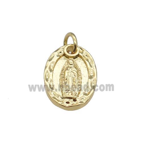 copper Virgin Mary pendant, gold plated
