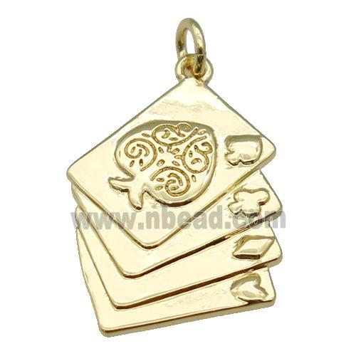 copper Playing Card pendant, gold plated
