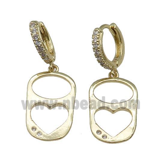 copper Hoop Earring paved zircon, gold plated
