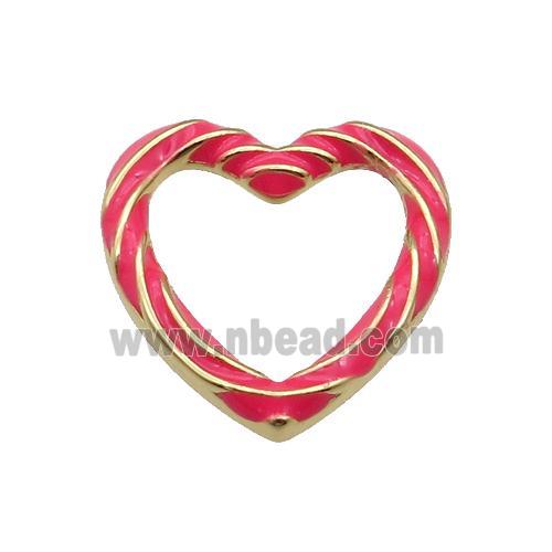 copper Heart pendant with lt.red enamel, gold plated