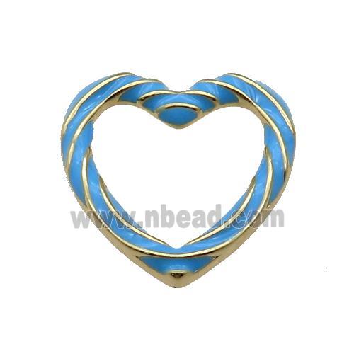copper Heart pendant with blue enamel, gold plated