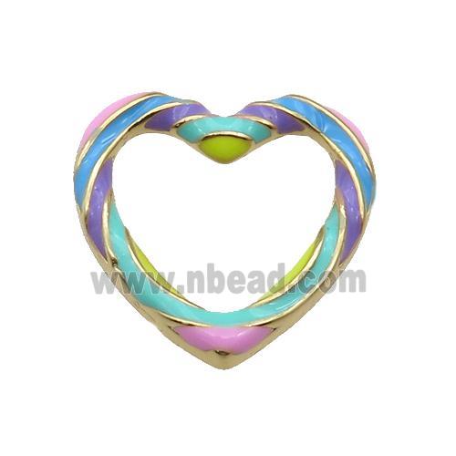 copper Heart pendant with rainbow enamel, gold plated
