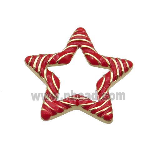 copper Star pendant with red enamel, gold plated