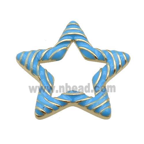 copper Star pendant with blue enamel, gold plated