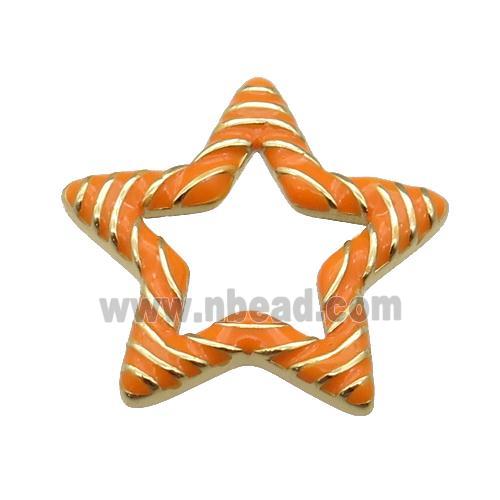 copper Star pendant with orange enamel, gold plated
