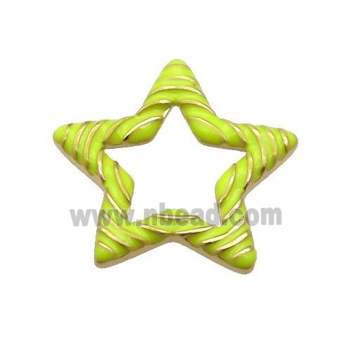 copper Star pendant with yellow enamel, gold plated