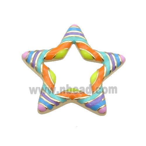 copper Star pendant with rainbow enamel, gold plated