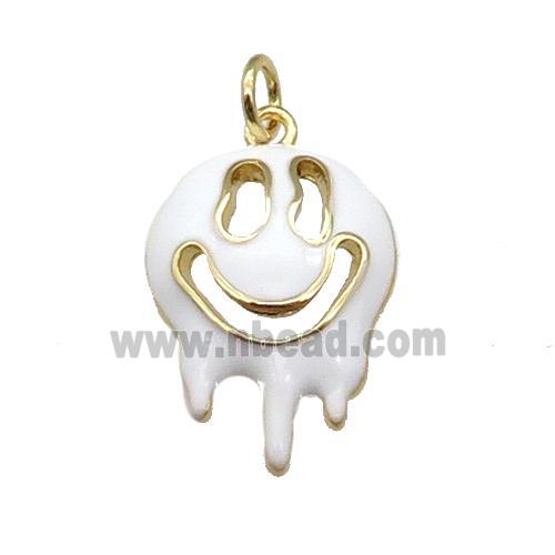 Halloween Ghost charm, copper pendant with white enamel, gold plated