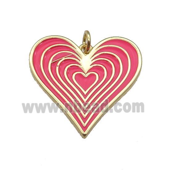 copper Heart pendant with hotpink enamel, gold plated