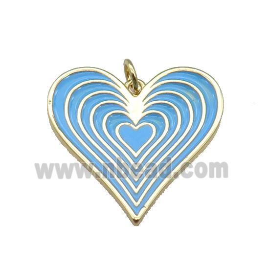 copper Heart pendant with blue enamel, gold plated