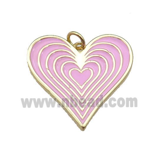 copper Heart pendant with pink enamel, gold plated