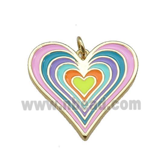 copper Heart pendant with multicolor enamel, gold plated