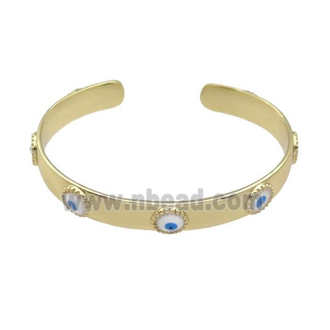 copper Bangles with enamel Evil Eye, gold plated