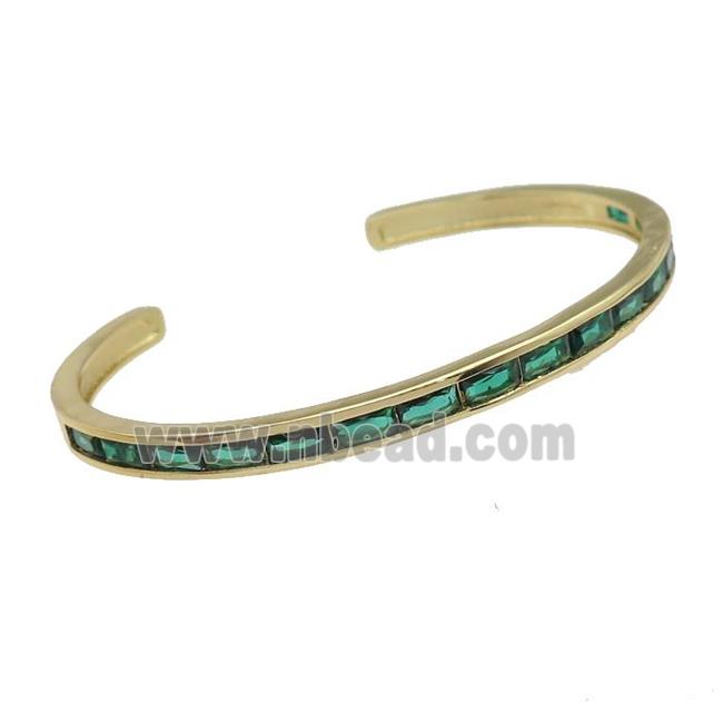 copper Bangles paved green zircon, gold plated