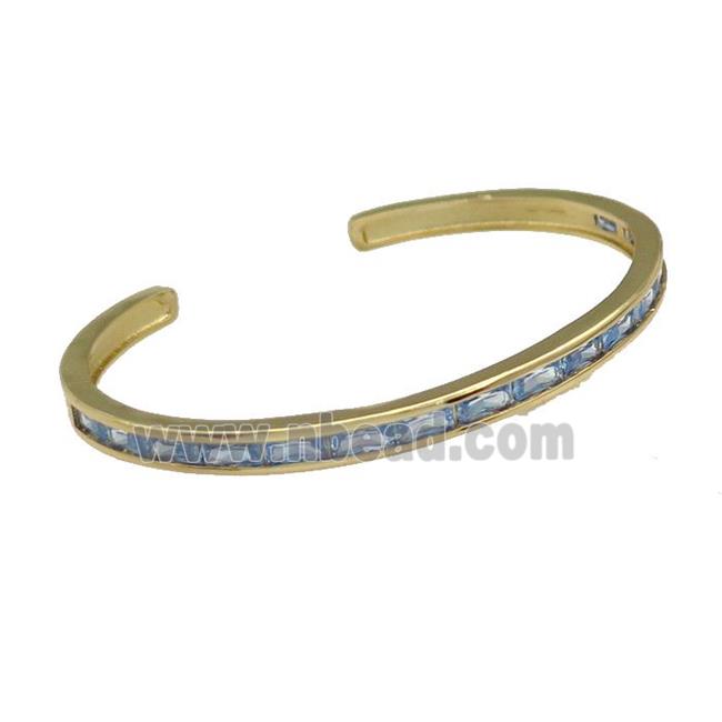 copper Bangles paved lt.blue zircon, gold plated