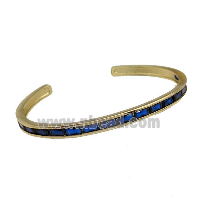 copper Bangles paved darkblue zircon, gold plated