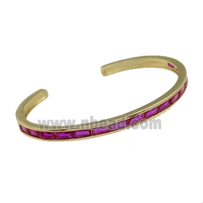 copper Bangles paved hotpink zircon, gold plated