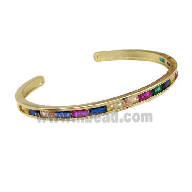 copper Bangles paved mix zircon, gold plated