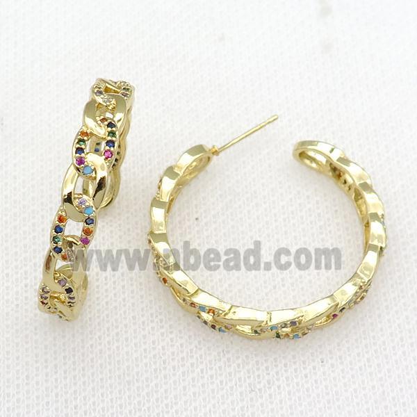 copper Stud Earrings paved zircon, infinity, gold plated