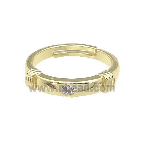 copper Rings paved zircon, adjustable, gold plated