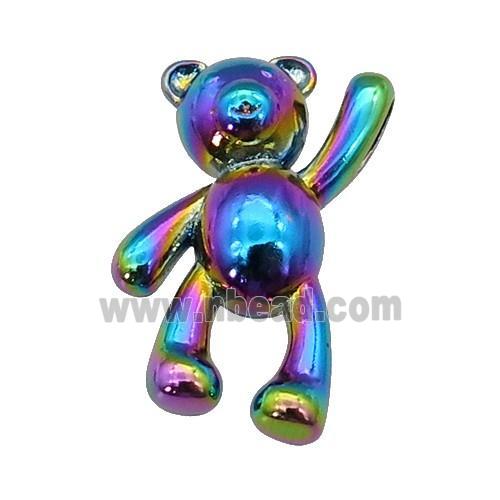 copper Bear charm pendant, rainbow electroplated