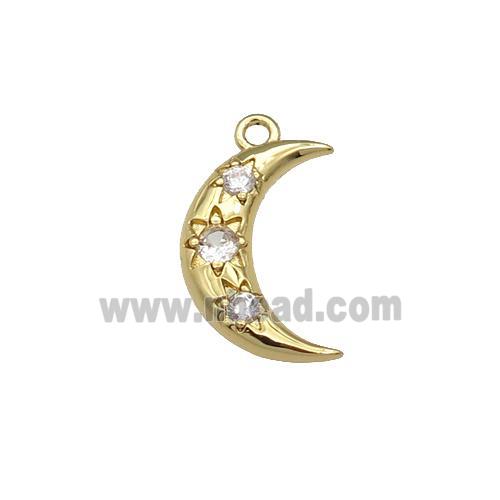 copper Moon pendant paved clear zircon, gold plated