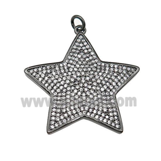 copper Star pendant paved zircon, black plated