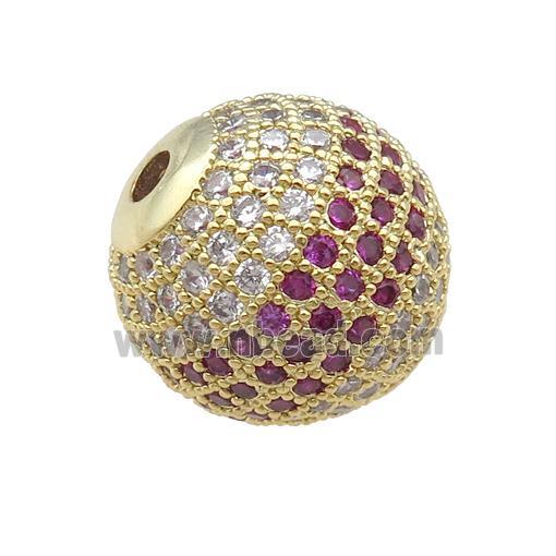 round Copper Beads Paved Zircon, gold plated