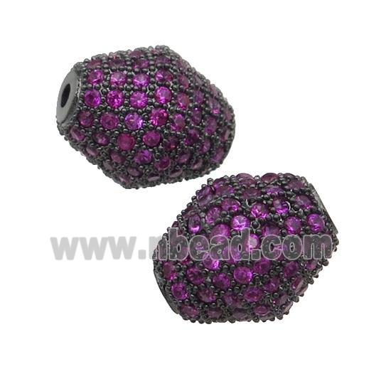 copper bicone Beads paved hotpink zircon, black plated
