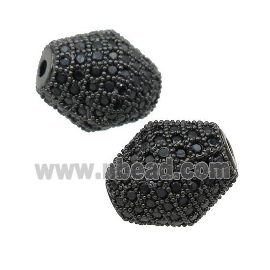 copper bicone Beads paved black zircon, black plated